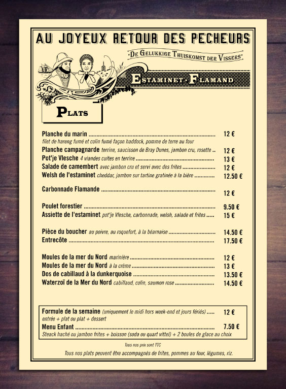 page intérieure menu